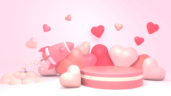 Pink Podium With Spaceship alt