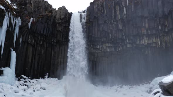 Iceland Winter View Of Lava Columns At Svartifoss Waterfalls 4