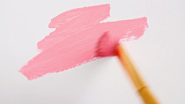 Abstract Brushstrokes of Pink Paint Brush Applied Isolated on a White Background alt