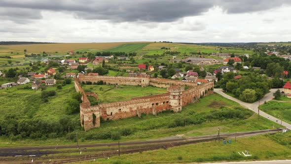 Staroselsky Castle Ruins on Cloudy Day Lviv Region Ukraine