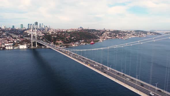 Aerial View of Istanbul Bosphorus Bridge
