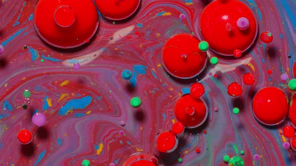Fantastic Structure of Colorful Oil Paint and Ink Bubbles Chaotic Motion Abstract Colorful Paint alt