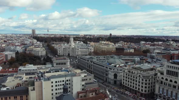Aerial Panorama of Madrid with Cibeles Square and Alcala Street Spain alt