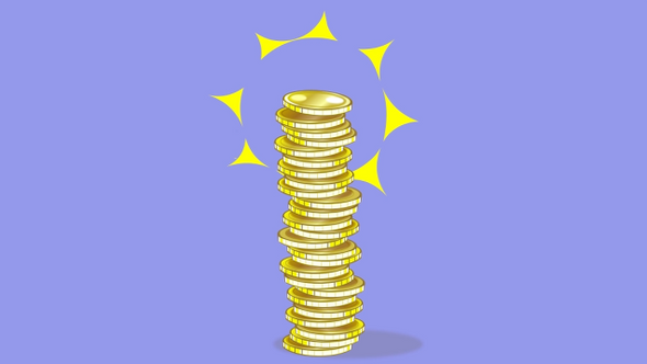Increasing column of gold coins