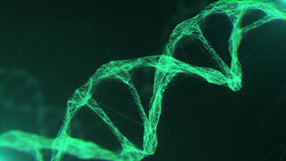Green Binary Molecules Structure DNA Model Rotating Medical 3D Animation alt