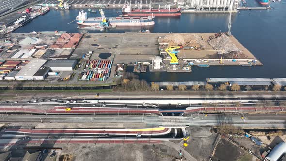 Industrial Zone Containers Factories and Busniesses in Amsterdam Westhaven The Netherlands Europe alt