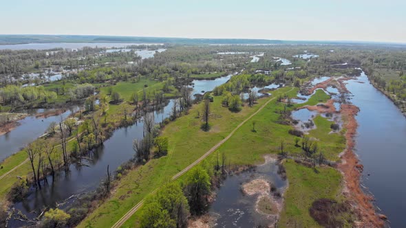 View of a Green Flooded Fields and Other Areas alt
