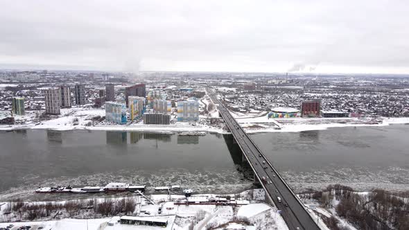 Bridge Over the River in the Siberian City alt