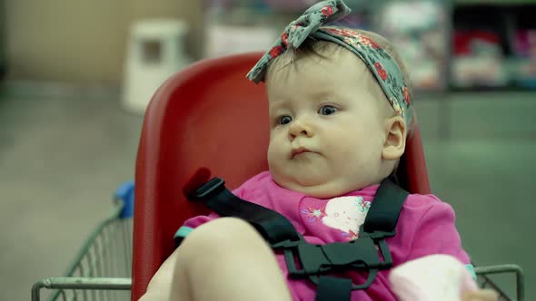 Close View Cute Blond Toddler Girl in Bandana alt
