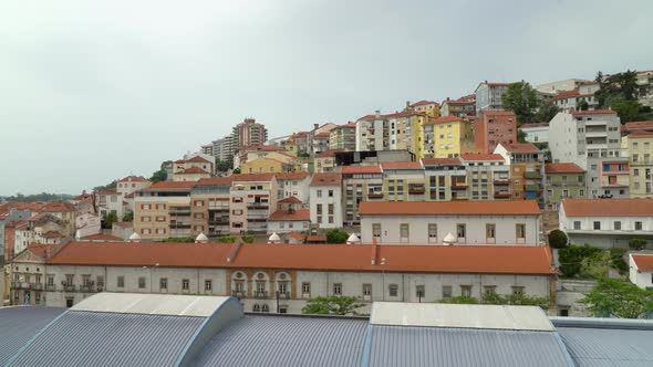 Panoramic Shot of Traditional Beautiful Colorful Houses of Portugal in Coimbra