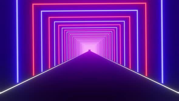 Long Corridor In Neon Arches