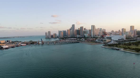 Miami, Florida Downtown Skyline Aerial View At Sunset alt