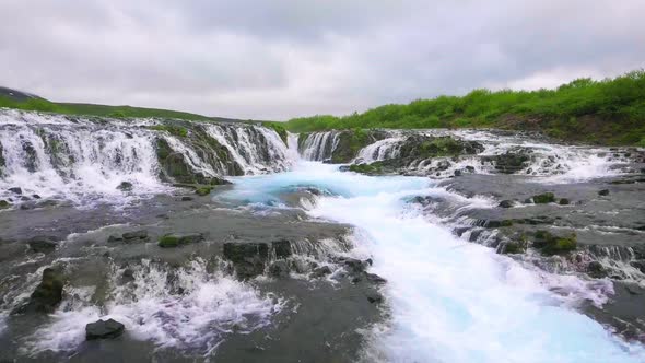 Drone Aerial View of Bruarfoss Waterfall in Brekkuskogur Iceland alt