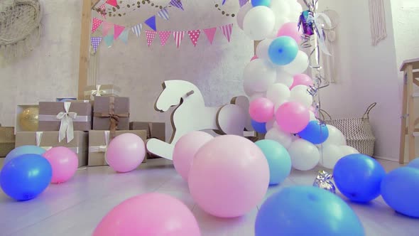 Rocking Horse and Children's Room with Balloons
