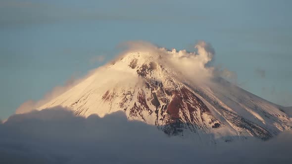 Kamchatka Peninsula: Top of Cone of Active Avacha Volcano, Fumarolic Activity of Volcano