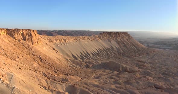 Aerial footage at the desert viewing a beautiful mountain