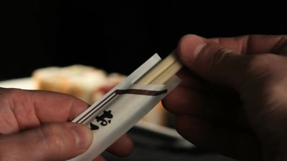 Sushis eating close up studio alt