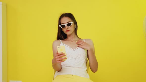 Woman Model Is Posing and Making Selfie alt