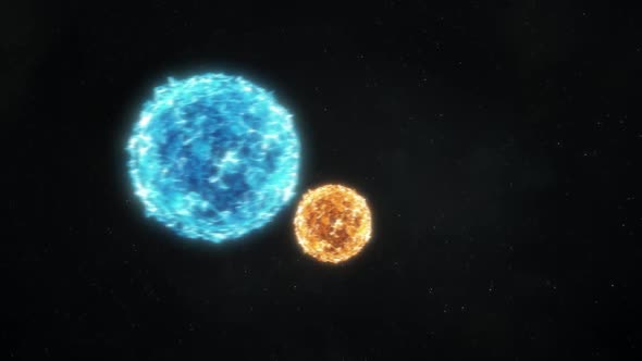 Binary Stars Orbiting - Blue and Orange