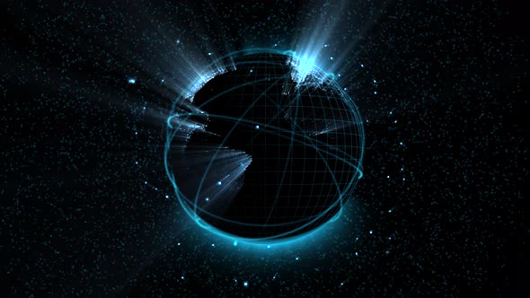 digital globe presented as hologram radiating light effect alt