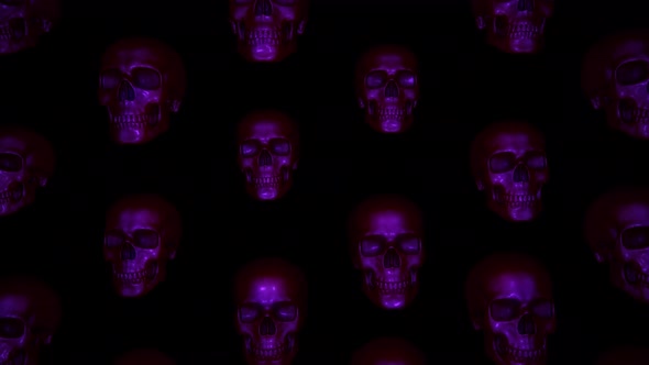 Halloween Skulls Form A Wallpaper Like Animated Background That Loops Seamlessly
