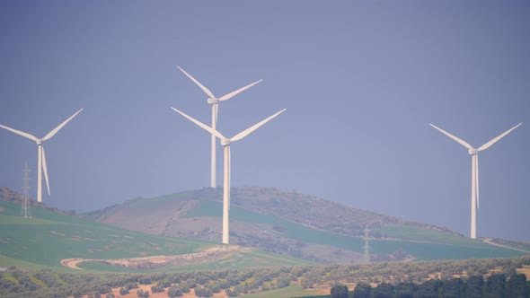 Wind Turbines on Hills, Andalusia Spain
