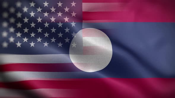 USA Laos Flag Loop Background 4K