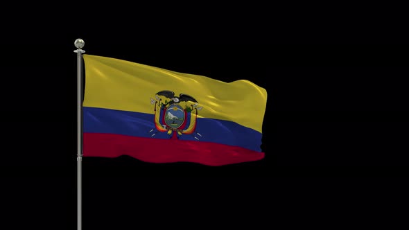 Ecuador Flag Medium Shot Waving Looping Animation Include Alpha