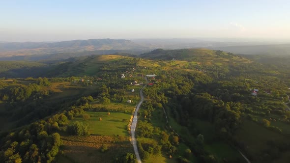 Aerial View Over A Village In Romania 02