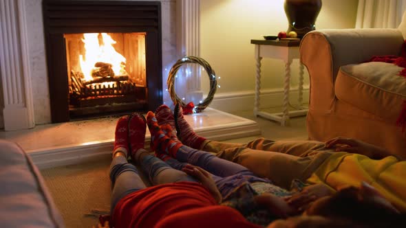 Family at home at Christmas time alt