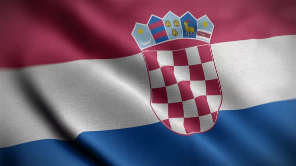 Croatia Flag Closeup Blowing In Wind alt