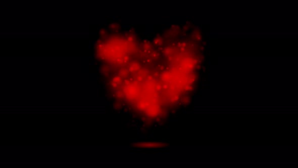 Abstract red hearts on dark background.