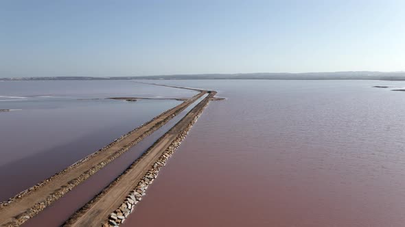 Pink Lake Las Salinas of Torrevieja in Alicante Spain  Aerial Panoramic alt