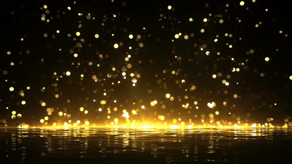 Golden Particle Rising on Lake