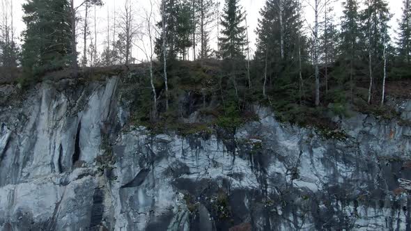Beautiful Aerial Footage of Ruskeala Mountain Park in Karelia in