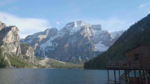 View of Dolomites and Pragser Wildsee in Italy, Beautiful Landscape, Nature alt