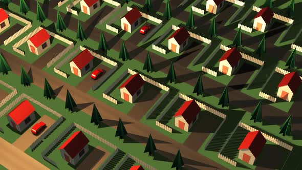 Timelapse of the suburbs. Aerial view of calm neighborhood with small houses. alt