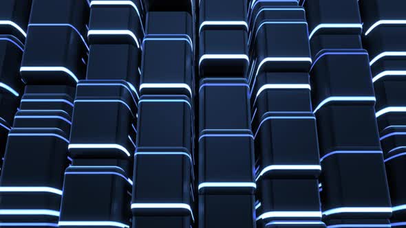 Abstract Looped Background with Blocks Like Plates Keys or Sticks in a Rows on Plane Like Light alt