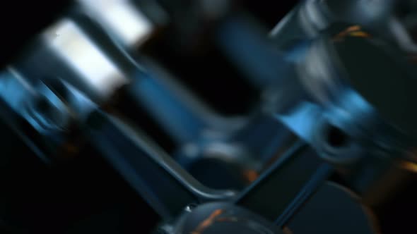 V8 Motor with Working Pistons and Crankshafts Inside Camera Fly Through alt