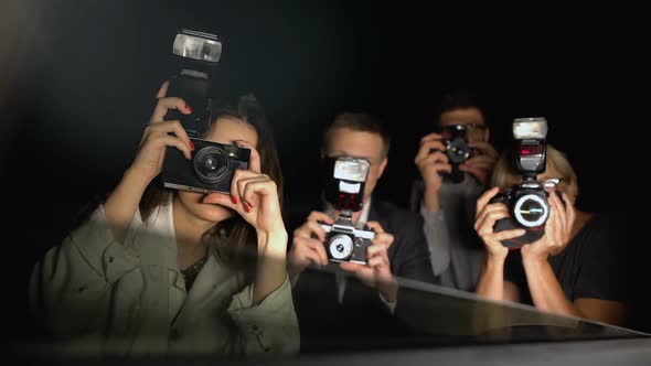 Celebrity Looking From Car at Newspaper Paparazzi Making Shoots, Point of View alt