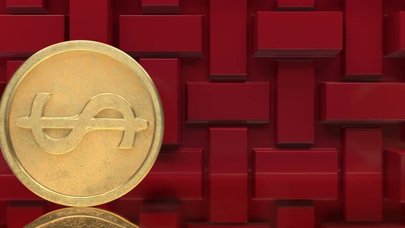 Animation of rolling gold dollar sign coin alt
