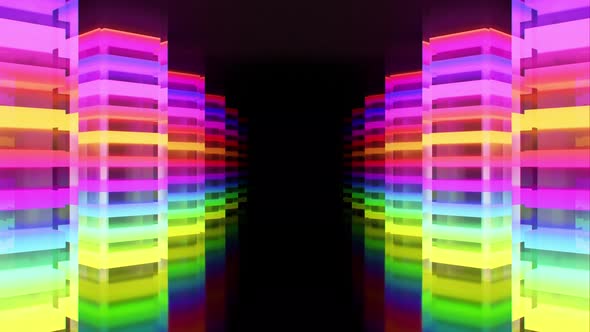 Colorful Neon Cube 4K