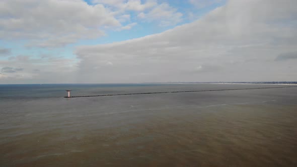 Wide Angle View Of Inbound Port Of Rotterdam, Seaport In The Europoort, Netherlands. alt