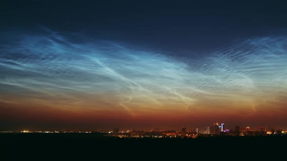 Beautiful lights of night sky over a city