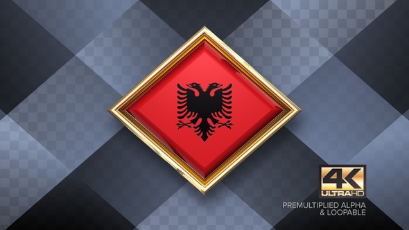 Albania Flag Rotating Badge 4K Looping with Transparent Background