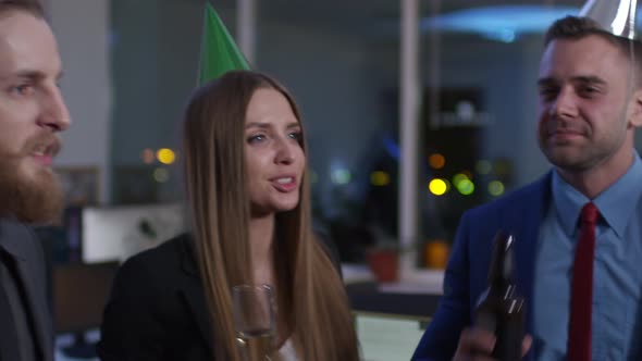 Business Team Drinking at Celebration in Office alt