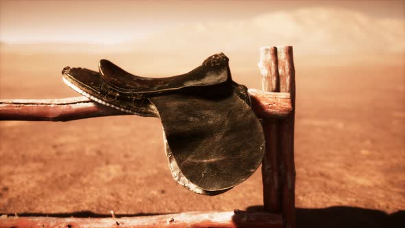Horse Saddle on the Fence in Monument Valley alt