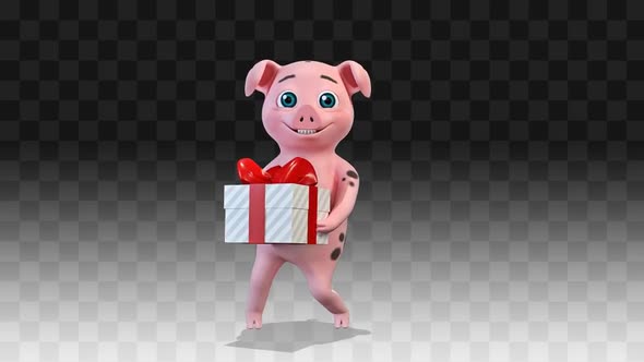 Pig Congratulates And Dances With A Gift alt