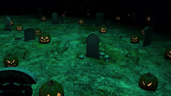 Halloween Tomb Pumpkin 4k 