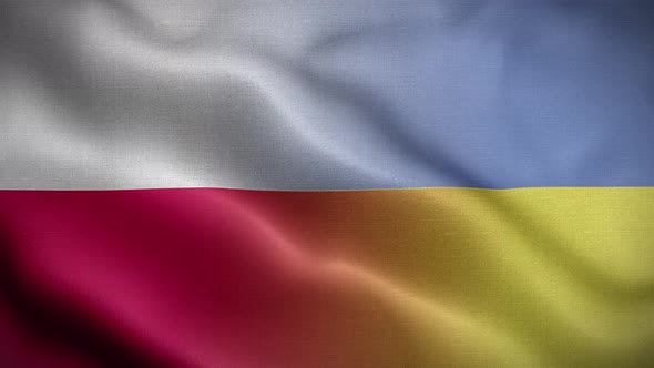 Ukraine Poland Flag Loop Background 4K